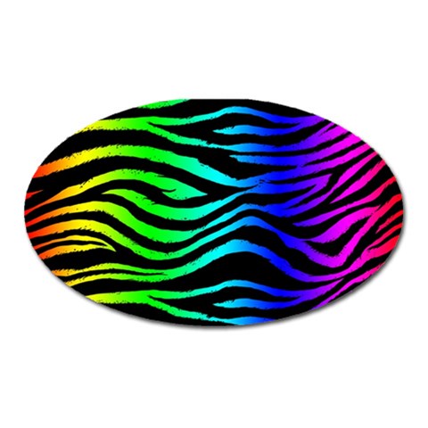 Rainbow Zebra Magnet (Oval) from ArtsNow.com Front