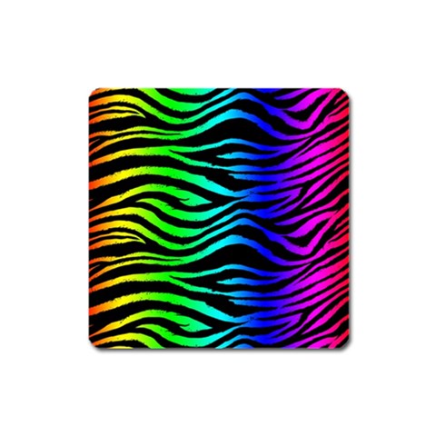 Rainbow Zebra Magnet (Square) from ArtsNow.com Front