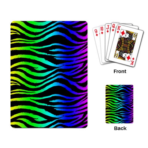 Rainbow Zebra Playing Cards Single Design from ArtsNow.com Back