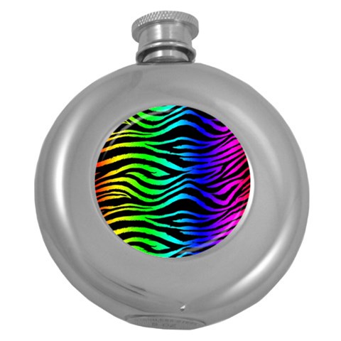 Rainbow Zebra Hip Flask (5 oz) from ArtsNow.com Front