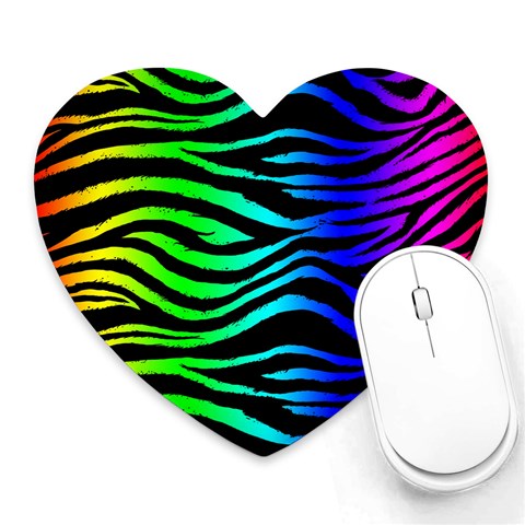 Rainbow Zebra Mousepad (Heart) from ArtsNow.com Front