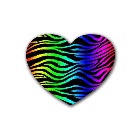 Rainbow Zebra Rubber Coaster (Heart) from ArtsNow.com Front