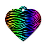 Rainbow Zebra Dog Tag Heart (One Side)