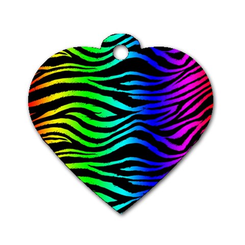 Rainbow Zebra Dog Tag Heart (Two Sides) from ArtsNow.com Front
