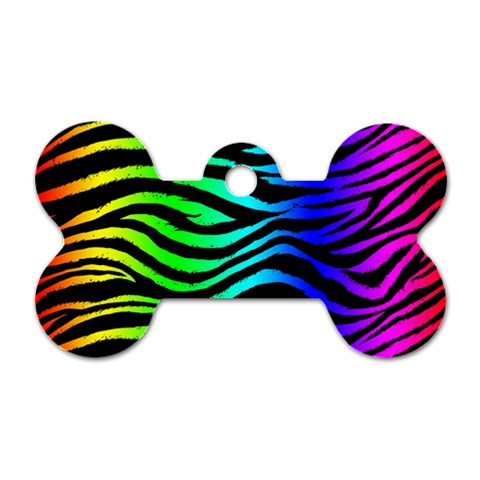 Rainbow Zebra Dog Tag Bone (Two Sides) from ArtsNow.com Front