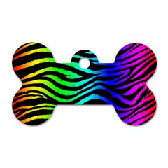 Rainbow Zebra Dog Tag Bone (Two Sides) from ArtsNow.com Front