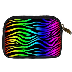 Rainbow Zebra Digital Camera Leather Case from ArtsNow.com Back