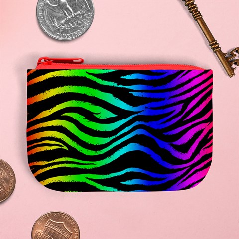Rainbow Zebra Mini Coin Purse from ArtsNow.com Front