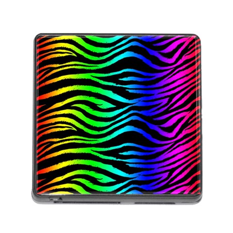 Rainbow Zebra Memory Card Reader with Storage (Square) from ArtsNow.com Front
