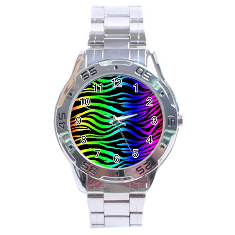 Rainbow Zebra Stainless Steel Analogue Men’s Watch from ArtsNow.com Front