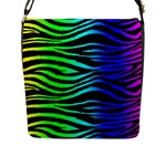 Rainbow Zebra Flap Closure Messenger Bag (Large)