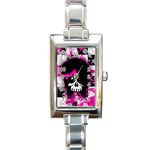 Scene Kid Girl Skull Rectangular Italian Charm Watch