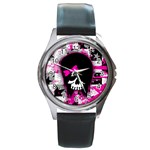 Scene Kid Girl Skull Round Metal Watch