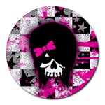 Scene Kid Girl Skull Round Mousepad