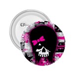 Scene Kid Girl Skull 2.25  Button