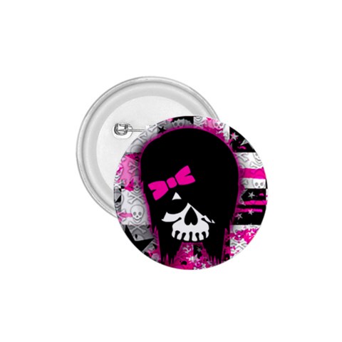 Scene Kid Girl Skull 1.75  Button from ArtsNow.com Front