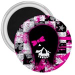 Scene Kid Girl Skull 3  Magnet