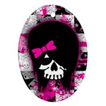 Scene Kid Girl Skull Ornament (Oval)