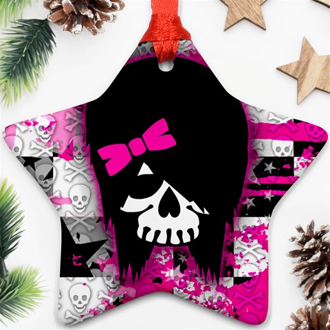 Scene Kid Girl Skull Ornament (Star) from ArtsNow.com Front
