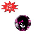 Scene Kid Girl Skull 1  Mini Button (100 pack) 