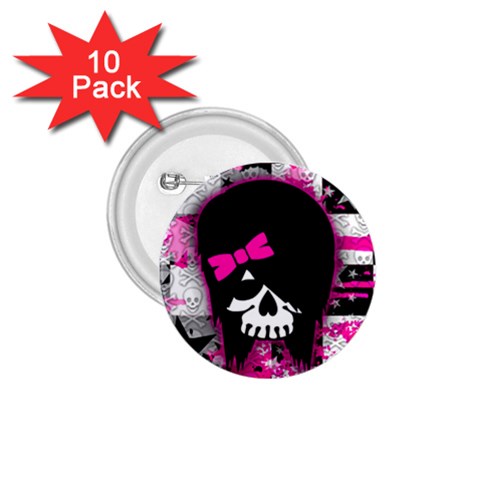 Scene Kid Girl Skull 1.75  Button (10 pack)  from ArtsNow.com Front