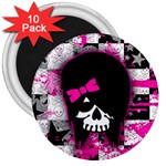 Scene Kid Girl Skull 3  Magnet (10 pack)