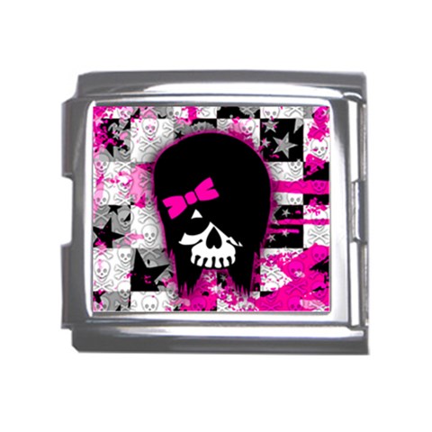 Scene Kid Girl Skull Mega Link Italian Charm (18mm) from ArtsNow.com Front