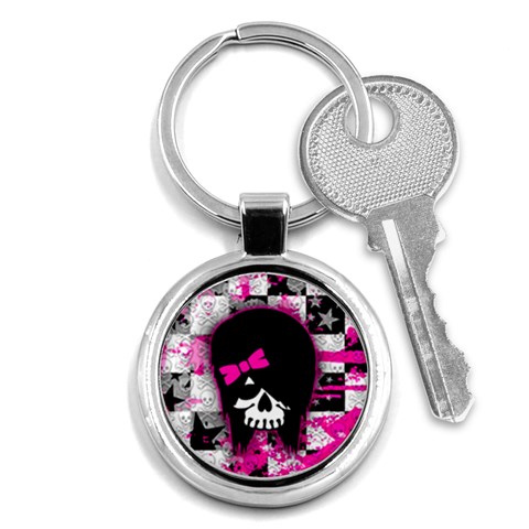 Scene Kid Girl Skull Key Chain (Round) from ArtsNow.com Front