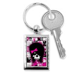 Scene Kid Girl Skull Key Chain (Rectangle)