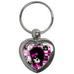 Scene Kid Girl Skull Key Chain (Heart)