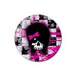 Scene Kid Girl Skull Rubber Round Coaster (4 pack)