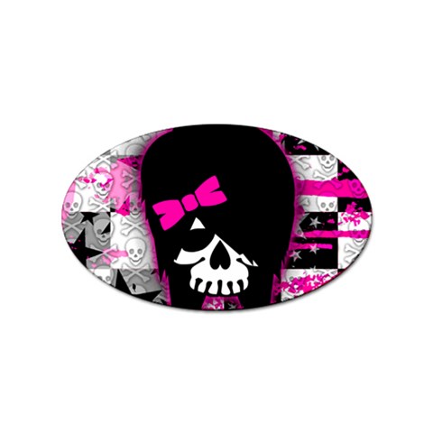 Scene Kid Girl Skull Sticker (Oval) from ArtsNow.com Front