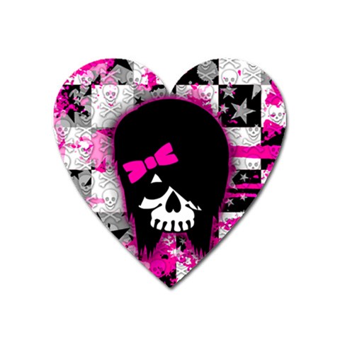 Scene Kid Girl Skull Magnet (Heart) from ArtsNow.com Front