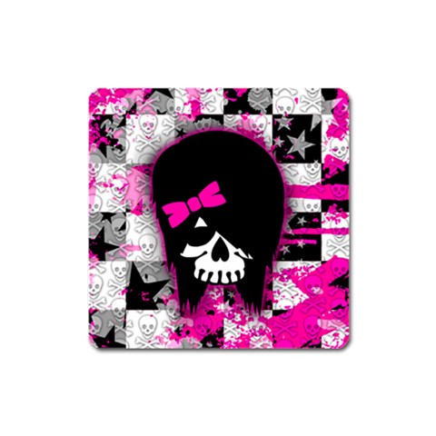 Scene Kid Girl Skull Magnet (Square) from ArtsNow.com Front