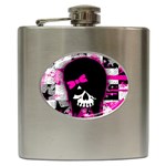 Scene Kid Girl Skull Hip Flask (6 oz)