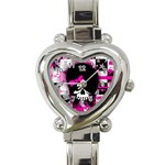 Scene Kid Girl Skull Heart Italian Charm Watch