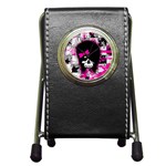 Scene Kid Girl Skull Pen Holder Desk Clock