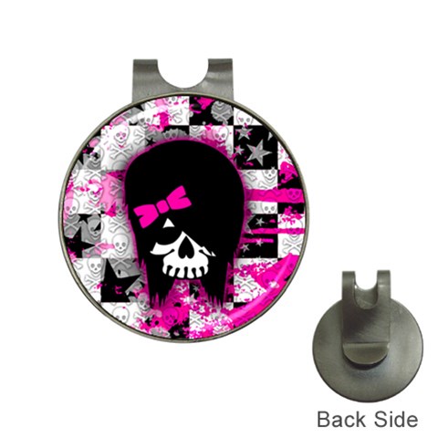 Scene Kid Girl Skull Golf Ball Marker Hat Clip from ArtsNow.com Front
