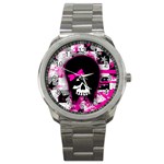 Scene Kid Girl Skull Sport Metal Watch