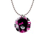 Scene Kid Girl Skull 1  Button Necklace