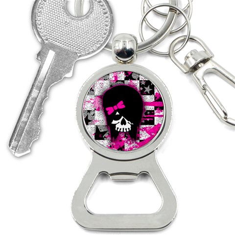 Scene Kid Girl Skull Bottle Opener Key Chain from ArtsNow.com Front