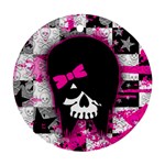 Scene Kid Girl Skull Round Ornament (Two Sides)