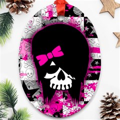 Scene Kid Girl Skull Oval Ornament (Two Sides) from ArtsNow.com Front