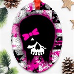 Scene Kid Girl Skull Oval Ornament (Two Sides)