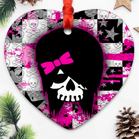 Scene Kid Girl Skull Heart Ornament (Two Sides) from ArtsNow.com Front