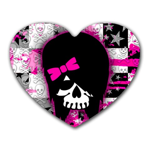 Scene Kid Girl Skull Mousepad (Heart) from ArtsNow.com Front