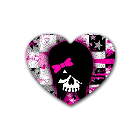 Scene Kid Girl Skull Rubber Coaster (Heart) from ArtsNow.com Front