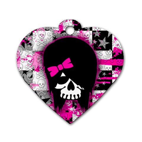 Scene Kid Girl Skull Dog Tag Heart (Two Sides) from ArtsNow.com Front