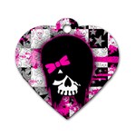 Scene Kid Girl Skull Dog Tag Heart (Two Sides)