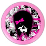 Scene Kid Girl Skull Color Wall Clock